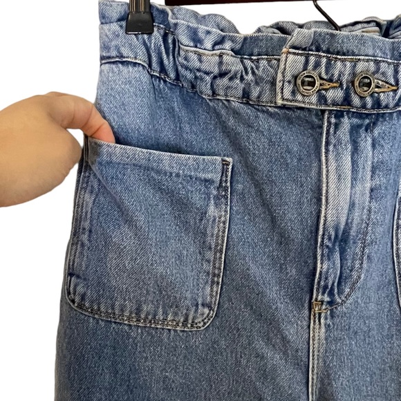 Zara Womens High Rise Paperbag Tapered Balloon Style Jeans Size 4 Medium Wash - Picture 5 of 11